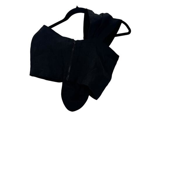 Just Bee Queen Linen Front Twist One Shoulder Sol Top in Black Size Small NWT - Picture 7 of 10